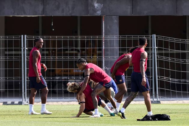 September 8, 2026, Sant Joan Despi, Barcelona, Spain: Raphinha and Fermin Lopez during the training day of FC Barcelona, Barca ahead UEFA Champions League 2026 27, football match against Feyenoord at Ciutat Esportiva Joan Gamper on September 08, 2026 in Sant Joan Despi, Barcelona, Spain. FC Barcelona Training And press conference, PK, Pressekonferenz - UEFA Champions League 2026 27  - ZUMAa181 20260908_zaa_a181_015 Copyright: xJavierxBorregox
