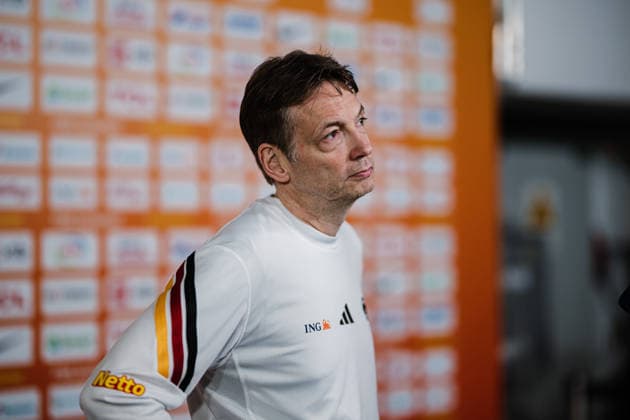 FIBA Women’s Basketball World Cup 2026 Germany Training Session, September 8, 2026: Olaf Lange, Germany’s head coach, answers questions in the mixed zone. Basketball, FIBA Women’s Basketball World Cup 2026, Final Phase, Germany Practice on September 8, 2026, at the Uber Arena, Berlin Copyright: xBEAUTIFULxSPORTS Tonhäuserx