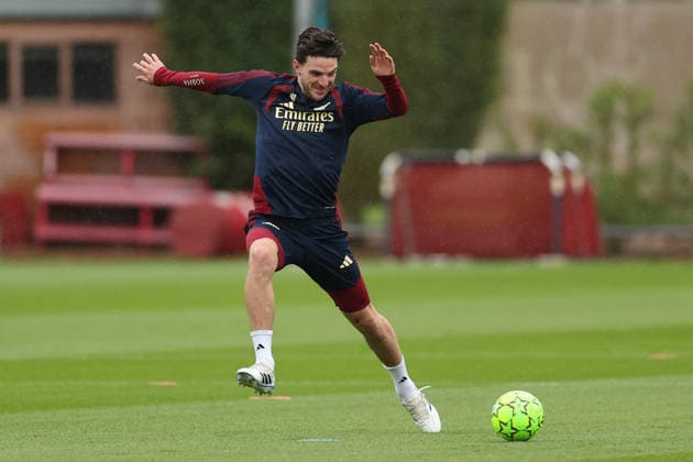 Arsenal Training, Champions League Declan Rice of Arsenal during the Arsenal Training session ahead of the UEFA Champions League Round 1 match v Napoli, at the Arsenal FC Training Centre, London Colney, England on 8 September 2026 Credit: Tiego Grenho Every Second Media Editorial use only. All images are copyright Every Second Media Limited. No images may be reproduced without prior permission. Copyright: xIMAGO EveryxSecondxMediax ESM-2149-0017 TiegoxGrenhox xEveryxSecondxMediax