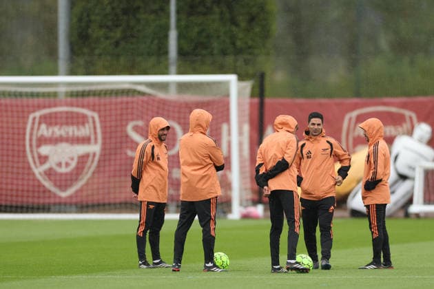 Arsenal Training, Champions League Arsenal manager Mikel Arteta with his coaching team during the Arsenal Training session ahead of the UEFA Champions League Round 1 match v Napoli, at the Arsenal FC Training Centre, London Colney, England on 8 September 2026 Credit: Tiego Grenho Every Second Media Editorial use only. All images are copyright Every Second Media Limited. No images may be reproduced without prior permission. Copyright: xIMAGO EveryxSecondxMediax ESM-2149-0020 TiegoxGrenhox xEveryxSecondxMediax