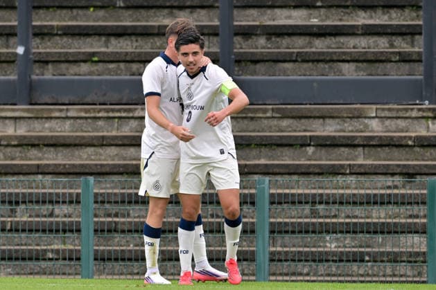260908 Youth League Club Brugge vs Aston Villa Utku Kurtal (10) of Club Brugge NXT celebrates after scoring the 1-0 goal during the Uefa Youth League matchday 1 game in the League phase in season 2026 - 2027 between Club Brugge KV and Aston Villa on September 8 , 2026 in Roeselare, Belgium. (Photo by David Catry sportpix) Roeselare Schiervelde - The Nest West Flanders Belgium  Copyright: xsportpixxDavidxCatryx