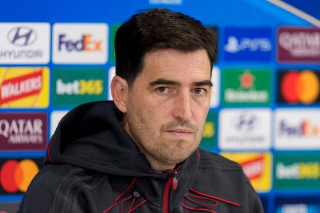 Liverpool press conference, PK, Pressekonferenz Liverpool FC manager Andoni Iraola speaks to the press during the Press Conference at Anfield Stadium ahead of the UEFA Champions League Round 1 match v Atletico Madrid, Anfield, Liverpool, England on 8 September 2026 Credit: Steve Flynn Every Second Media Editorial use only. All images are copyright Every Second Media Limited. No images may be reproduced without prior permission. Copyright: xIMAGO EveryxSecondxMediax ESM-2146-0003 StevexFlynnx xEveryxSecondxMediax