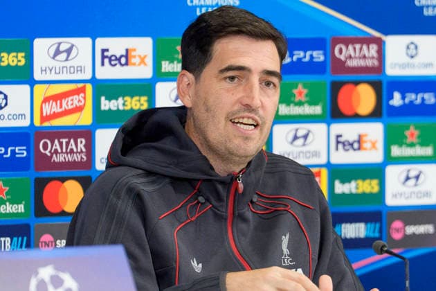Liverpool press conference, PK, Pressekonferenz Liverpool FC manager Andoni Iraola speaks to the press during the Press Conference at Anfield Stadium ahead of the UEFA Champions League Round 1 match v Atletico Madrid, Anfield, Liverpool, England on 8 September 2026 Credit: Steve Flynn Every Second Media Editorial use only. All images are copyright Every Second Media Limited. No images may be reproduced without prior permission. Copyright: xIMAGO EveryxSecondxMediax ESM-2146-0009 StevexFlynnx xEveryxSecondxMediax