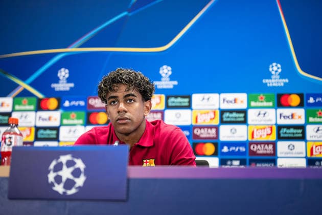 Spain-UEFA Champions League Media Day FC Barcelona, Barca v Feyenoord in Barcelona, Spain. UEFA Champions League media day. FC Barcelona player Lamine Yamal during a press conference, PK, Pressekonferenz ahead of the UEFA Champions League match between FC Barcelona and Feyenoord Rotterdam in Ciutat Esportiva Joan Gamper, Barcelona, Spain, on September 8, 2026. Barcelona Ciutat Esportiva Joan Gamper Barcelona Spain