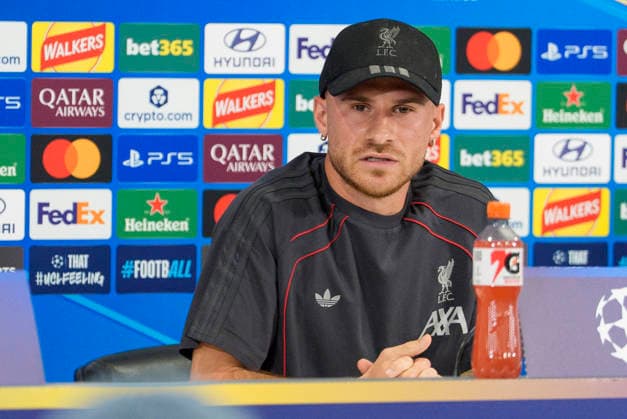 Liverpool press conference, PK, Pressekonferenz Alexis Mac Allister of Liverpool FC speaks with the press during the Press Conference at Anfield Stadium ahead of the UEFA Champions League Round 1 match v Atletico Madrid, Anfield, Liverpool, England on 8 September 2026 Credit: Steve Flynn Every Second Media Editorial use only. All images are copyright Every Second Media Limited. No images may be reproduced without prior permission. Copyright: xIMAGO EveryxSecondxMediax ESM-2146-0022 StevexFlynnx xEveryxSecondxMediax