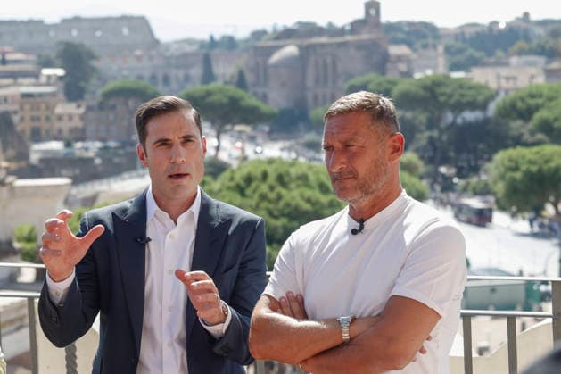 September 8, 2026, Rome, Rome, ITALY: Paul Matiasic, president of Maxima Roma, and Francesco Totti, the club s advisor. press conference, PK, Pressekonferenz for the presentation of the new Roman basketball club, Maxima Roma, Rome, September 8, 2026. Press Conference To Present The New Roman Basketball Club Maxima Roma - ZUMAa289 20260908_zia_a289_229 Copyright: xRiccardoxDexLucax xAgfx