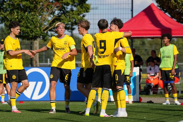 Tuesday, September 8, 2026 2026–2027 Season, Matchday 1 of the UEFA Youth League at BVB Fußballpark Hohenbuschei, Dortmund, Germany BV Borussia Dortmund U19 vs. FC Villarreal U19 Cheers after Justin Hoy s 1–0 goal for BVB