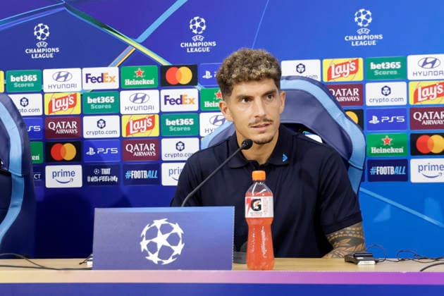 Italy: press conference, PK, Pressekonferenz SSC Napoli cl SSC Napoli vs Arsenal Napoli s Italian defender Giovanni Di Lorenzo during the SSC Napoli press conference the day before the Champions League football match against Arsenal at the Diego Armando Maradona stadium in Napoli on 08 september, 2026. _BPH6740 Copyright: xAntonioxBalascox