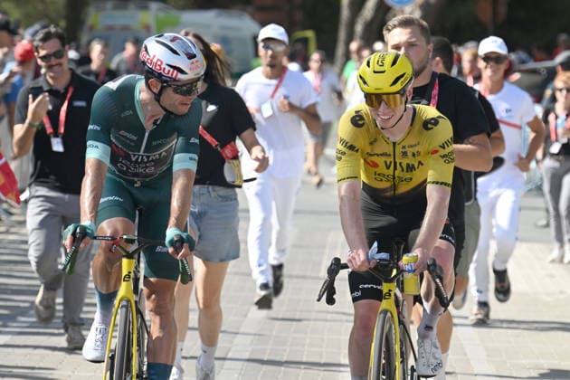 08-09-2026 Vuelta A Espana; Tappa 16 Cortegana - La Rabida; 2026, Visma - Lease A Bike; Brennan, James Matthew; Van Aert, Wout; La Rabida; 