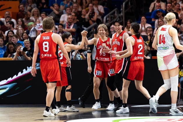 Nanako Todo (Japan), 75, celebrates with Maki Takada (Japan), 08, Rui Machida (Japan, 13), Ramu Tokashiki (Japan, 10), and Norika Konno (Japan, 02), GER, Hungary vs. Japan, basketball, 2026 FIBA Women’s World Cup, quarterfinal qualifier, September 8, 2026, GER, Hungary vs. Japan, Basketball, 2026 FIBA Women’s World Cup, Qualification for the quarterfinals, September 8, 2026, Berlin Copyright: xEibner-Pressefoto MaxxVincenx EP_MVN