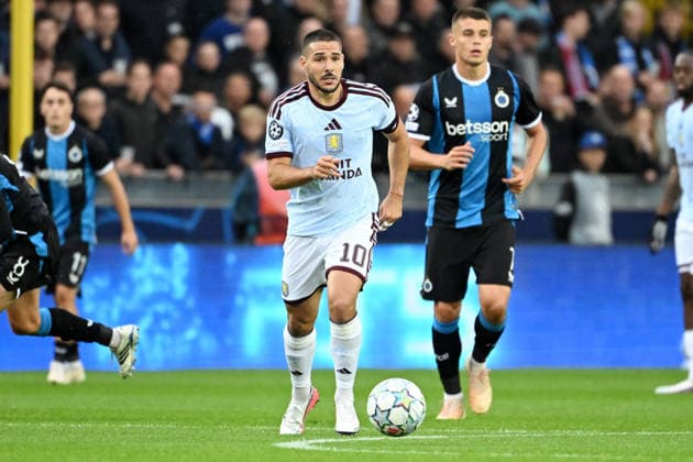 260908 Club Brugge vs Aston Villa Emiliano Buendia (10) of Aston Villa pictured in action with the ball during the Uefa Champions League matchday 1 game in the League phase in season 2026 - 2027 between Club Brugge KV and Aston Villa on September 8 , 2026 in Brugge, Belgium. (Photo by Maarten Straetemans Isosport) Brugge Belgium  Copyright: xMaartenxStraetemansx MS1_3987