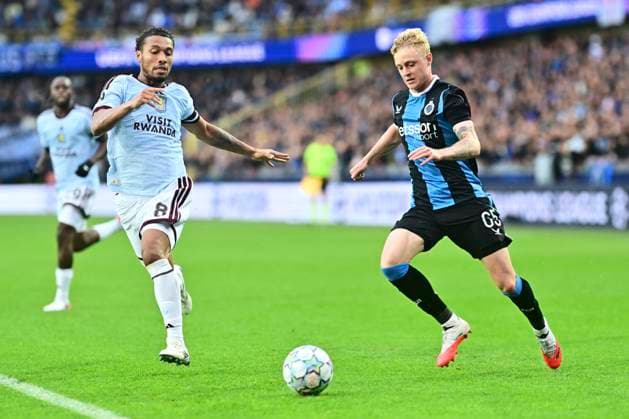 Club Brugge v Aston Villa - UEFA Champions League BRUGGE, BELGIUM - SEPTEMBER 08 : Kamara Boubacar defensive midfield of Aston Villa, Seys Joaquim defender of Club Brugge during the UEFA Champions League 2026 27 League Phase MD1 match between Club Brugge and Aston Villa on September 8, 2026 in Brugge, Belgium, 08 09 2026 Brugge Belgium  Copyright: xPeterxDexVoechtx