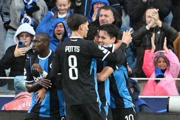 260908 Club Brugge vs Aston Villa Hugo Vetlesen (10) of Club Brugge celebrates after scoring the 1-1 goal during the Uefa Champions League matchday 1 game in the League phase in season 2026 - 2027 between Club Brugge KV and Aston Villa on September 8 , 2026 in Brugge, Belgium. (Photo by Maarten Straetemans Isosport) Brugge Belgium  Copyright: xMaartenxStraetemansx MS1_4486