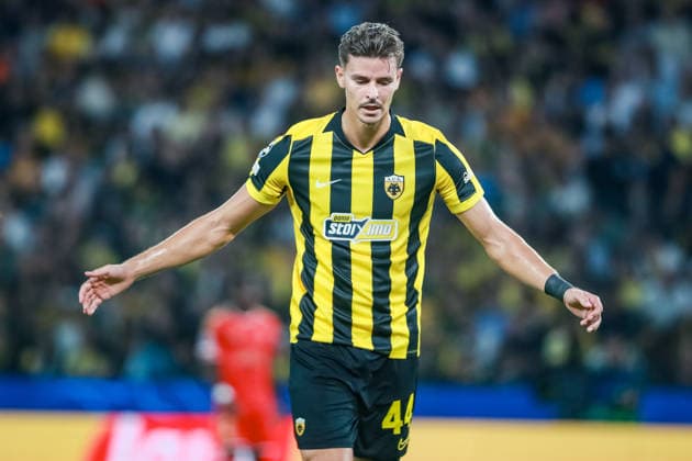 SOCCER - UEFA CL, AEK vs LASK ATHENS,GREECE,08.SEP.26 - SOCCER - UEFA Champions League, AEK Athens vs Linzer ASK. Image shows Filipe Relvas (AEK).  GEPAxpictures xManuelxBinder