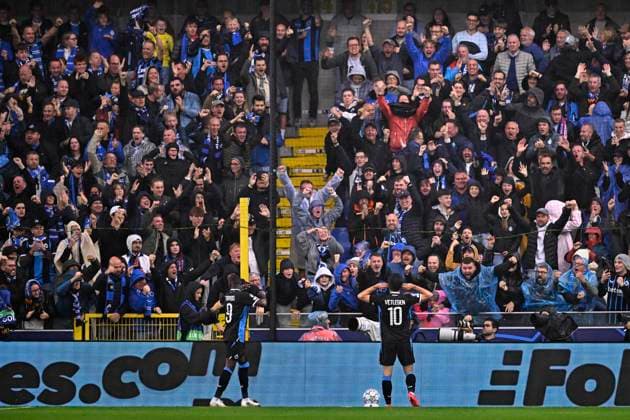 Club Brugge v Aston Villa - UEFA Champions League BRUGGE, BELGIUM - SEPTEMBER 08 : Vetlesen Hugo midfielder of Club Brugge celebrates scoring a goal during the UEFA Champions League 2026 27 League Phase MD1 match between Club Brugge and Aston Villa on September 8, 2026 in Brugge, Belgium, 08 09 2026 Brugge Belgium  Copyright: xTomasxSiskx