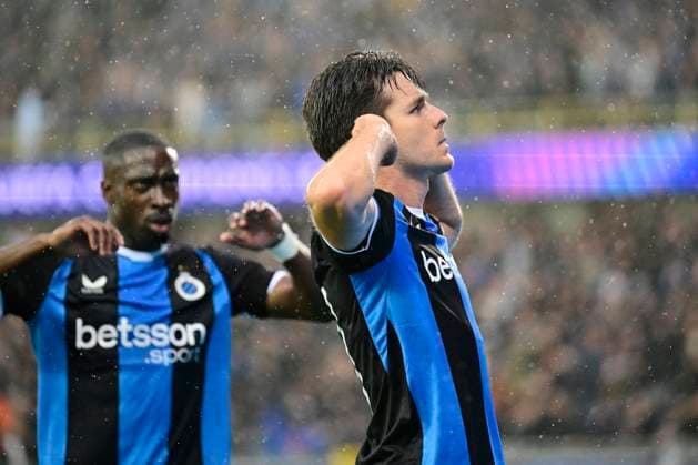 Club Brugge v Aston Villa - UEFA Champions League BRUGGE, BELGIUM - SEPTEMBER 08 : Vetlesen Hugo midfielder of Club Brugge celebrates scoring a goal during the UEFA Champions League 2026 27 League Phase MD1 match between Club Brugge and Aston Villa on September 8, 2026 in Brugge, Belgium, 08 09 2026 Brugge Belgium  Copyright: xJanxDexMeuleneirx