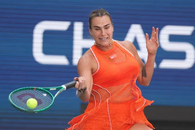 US Open tennis tournament - Day 10 Aryna Sabalenka of Belarus in action against Linda Noskova of Czechia during the Women Singles Quarterfinals match of the US Open Tennis Championships in Flushing Meadows, New York, USA, 08 September 2026. FLUSHING MEADOWS NEW YORK United States  Copyright: xSARAHxYENESELx