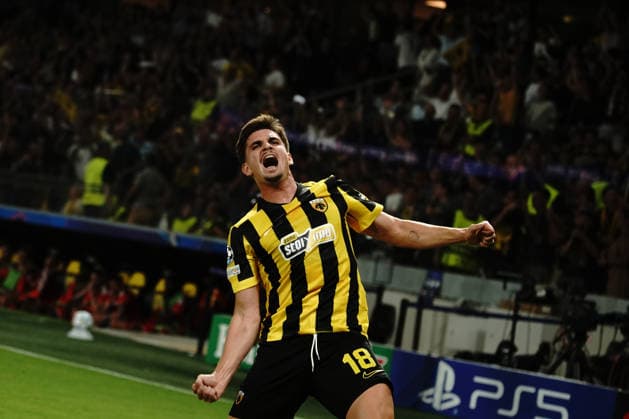 September 8, 2026, Athens, Athens, Greece: RAZVAN MARIN celebrates after scoring AEK AthensÃ¢â‚¬â ¢ opening goal to make it 1Ã¢â‚¬0 .during the UEFA Champions League match between AEK Athens and LASK at the Allwyn Arena in Athens, Greece, on September 8, 2026. Athens Greece - ZUMAa226 20260908_zip_a226_001 Copyright: xGiorgosxArapekosx