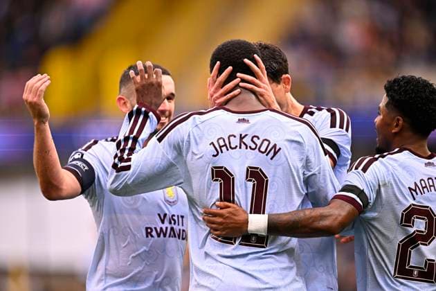 Club Brugge v Aston Villa - UEFA Champions League BRUGGE, BELGIUM - SEPTEMBER 08 : Jackson Nicolas centre-forward of Aston Villa celebrates scoring a goal during the UEFA Champions League 2026 27 League Phase MD1 match between Club Brugge and Aston Villa on September 8, 2026 in Brugge, Belgium, 08 09 2026 Brugge Belgium  Copyright: xTomasxSiskx