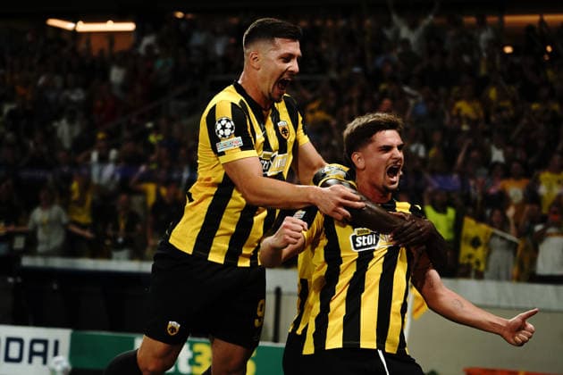 September 8, 2026, Athens, Athens, Greece: RAZVAN MARIN celebrates after scoring AEK AthensÃ¢â‚¬â ¢ opening goal to make it 1Ã¢â‚¬0 .during the UEFA Champions League match between AEK Athens and LASK at the Allwyn Arena in Athens, Greece, on September 8, 2026. Athens Greece - ZUMAa226 20260908_zip_a226_002 Copyright: xGiorgosxArapekosx