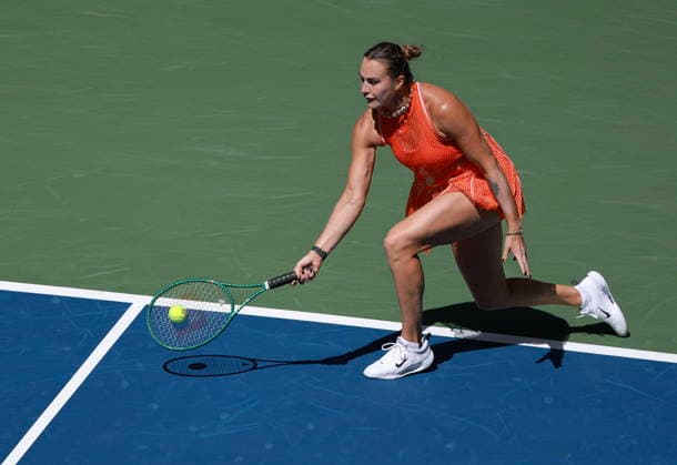 US Open tennis tournament - Day 10 Aryna Sabalenka of Belarus in action against Linda Noskova of Czechia during the Women Singles Quarterfinals match of the US Open Tennis Championships in Flushing Meadows, New York, USA, 08 September 2026. FLUSHING MEADOWS NEW YORK United States  Copyright: xCRISTOBALxHERRERA-ULASHKEVICHx