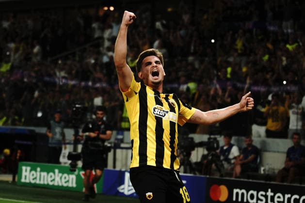 September 8, 2026, Athens, Athens, Greece: RAZVAN MARIN celebrates after scoring AEK AthensÃ¢â‚¬â ¢ opening goal to make it 1Ã¢â‚¬0 .during the UEFA Champions League match between AEK Athens and LASK at the Allwyn Arena in Athens, Greece, on September 8, 2026. Athens Greece - ZUMAa226 20260908_zip_a226_009 Copyright: xGiorgosxArapekosx
