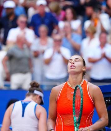 Relief for Aryna Sabalenka after defeating Linda Noskova in three sets 2026 US Open, Day Ten, USTA Billie Jean King National Tennis Center, New York, USA - 08 Sep 2026New York USTA Billie Jean King National T New York (NY) United States of America EDITORIAL USE ONLY No use with unauthorised audio, video, data, fixture lists, club league logos or live services. Online in-match use limited to 120 images, no video emulation. No use in betting, games or single club league player publications. Copyright: xJavierxGarcia Shutterstockx 17140156ag
