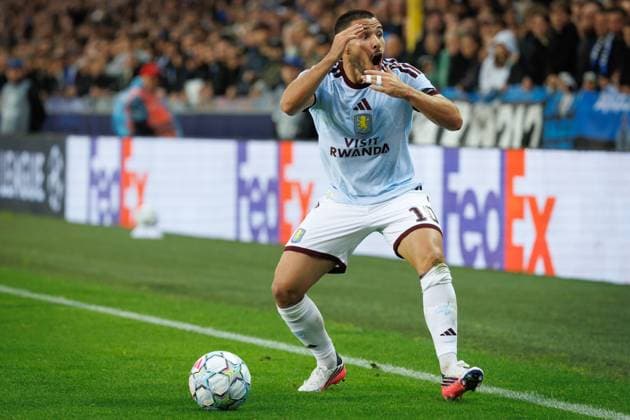Aston Villa s Emiliano Buendia looks dejected during a soccer game between Belgian soccer team Club Brugge KV and English Aston Villa FC, on Tuesday 8 September 2026 in Brugge, on the first game of the UEFA Champions League league phase. KURTxDESPLENTER  x185683244x