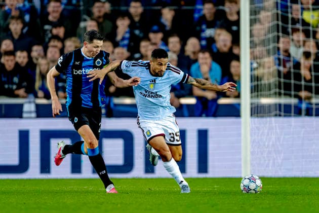 BRUGGE Club Brugge midfielder Hans Vanaken and Aston Villa FC midfielder Joao Gomes during the UEFA Champions League match between Club Brugge and Aston Villa at Jan Breydel Stadium on September 8, 2026, in Bruges, Belgium. Photo by DeFodi Images