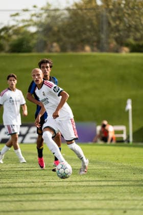 ESP UEFA Youth League: Real Madrid vs. Inter Milan. Andrés Corcoba of Real Madrid during the UEFA Youth League match between Real Madrid and Inter Milan, played at the Di Stefano Stadium in Valdebebas, Madrid, on September 8, 2026, in Madrid, Spain. Soccer Copyright: xAgenciaxLOFx