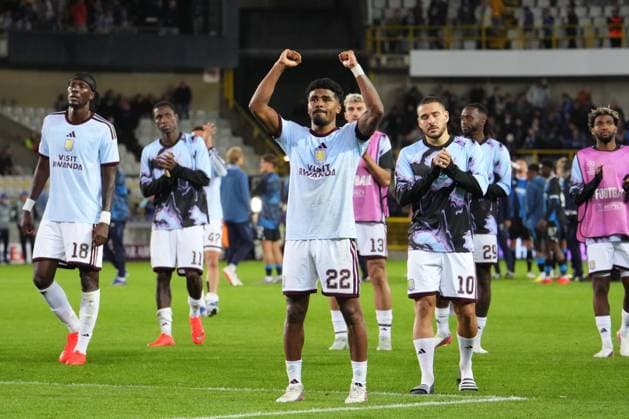 Ian Maatsen of Aston Villa celebrates after his side wins 3-2 Club Brugge v Aston Villa, UEFA Champions League, League Stage, Football, Jan Breydel Stadium, Brugge, Belgium - 08 Sep 2026Brugge Jan Breydel Stadium Belgium  Copyright: xDavexWInter Shutterstockx 17139355bn