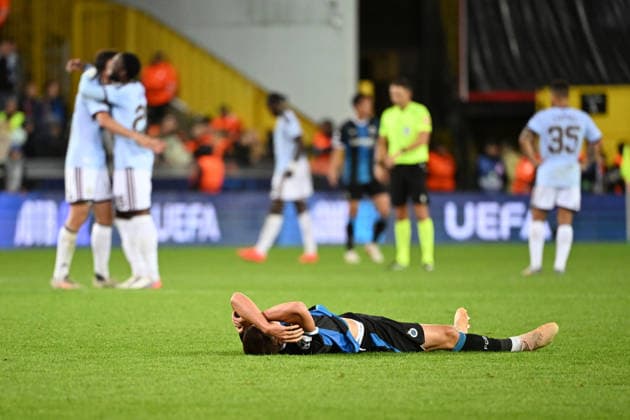 260908 Club Brugge vs Aston Villa Nicolo Tresoldi (7) of Club Brugge look dejected after the Uefa Champions League matchday 1 game in the League phase in season 2026 - 2027 between Club Brugge KV and Aston Villa on September 8 , 2026 in Brugge, Belgium. (Photo by Maarten Straetemans Isosport) Brugge Belgium  Copyright: xMaartenxStraetemansx MS1_6486