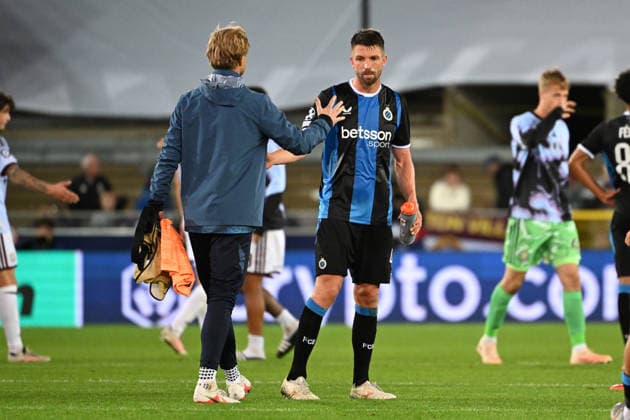 260908 Club Brugge vs Aston Villa Nordin Jackers (29) of Club Bruggeand Brandon Mechele (44) of Club Brugge are pictured after the Uefa Champions League matchday 1 game in the League phase in season 2026 - 2027 between Club Brugge KV and Aston Villa on September 8 , 2026 in Brugge, Belgium. (Photo by Maarten Straetemans Isosport) Brugge Belgium  Copyright: xMaartenxStraetemansx MS1_6603
