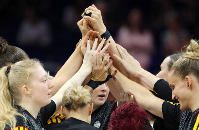 The DBB team during the pre-game huddle, taking the oath. Sport: Basketball, FIBA World Cup, Women s World Championship, 2026–2027 season, August 9, 2026, DBB Germany (GER) vs. South Korea (KOR)