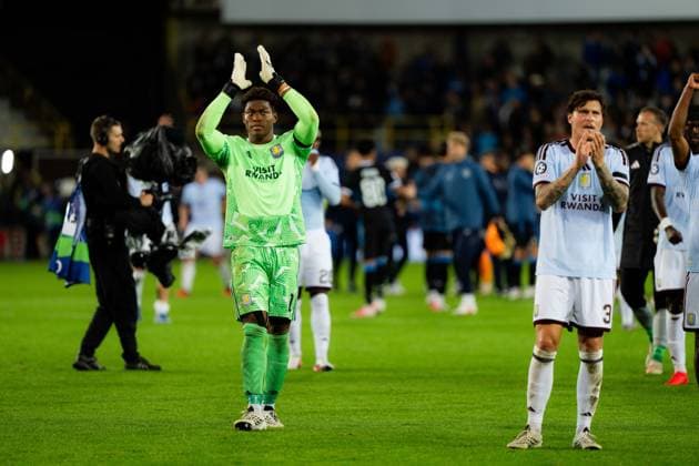 Club Brugge v Aston Villa - UEFA Champions League Zaion Suzuki of Aston Villa celebrate with the fans after the UEFA Champions League league phase match between Club Brugge and Aston Villa at Jan Breydelstadion on September 8, 2026 in Bruges, Belgium. Bruges Jan Breydelstadion West Flanders Belgium Copyright: xTAISEIxIWAMOTOx