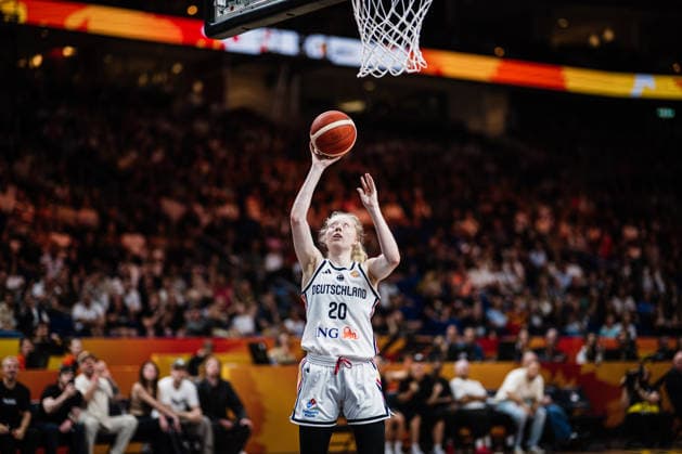 FIBA Women’s Basketball World Cup 2026: Germany vs. South Korea, September 8, 2026; Frieda Bühner of Germany, No. 20, shoots a basketball; FIBA Women’s Basketball World Cup 2026, Final Round, Qualifier for the Quarterfinals: Germany vs. South Korea on September 8, 2026, at the Uber Arena, Berlin Copyright: xBEAUTIFULxSPORTS Tonhäuserx