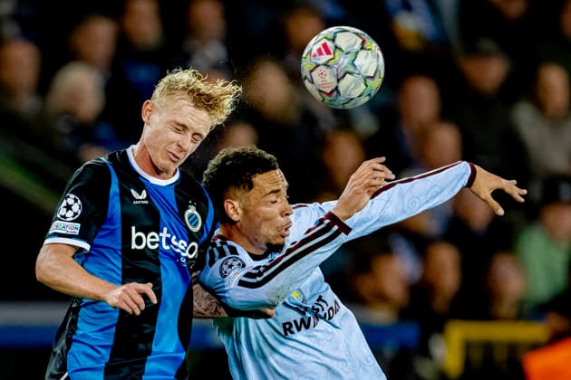 BRUGGE Club Brugge midfielder Joaquin Seys and Aston Villa FC forward Alysson during the UEFA Champions League match between Club Brugge and Aston Villa at Jan Breydel Stadium on September 8, 2026, in Brugge, Belgium. Photo by DeFodi Images