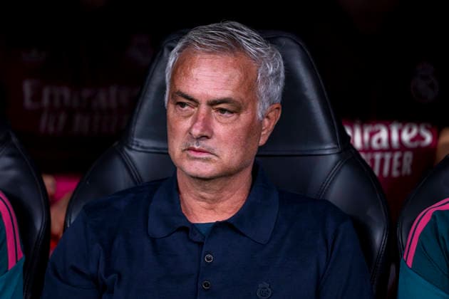 Real Madrid C.F. v FC Internazionale Milano - UEFA Champions League 2026 27 League Phase MD1 MADRID, SPAIN - SEPTEMBER 8: Jose Mourinho, head coach of Real Madrid CF, sits on the bench prior to the UEFA Champions League 2026 27 League Phase MD1 match between Real Madrid C.F. and FC Internazionale Milano at Estadio Santiago Bernabeu on September 8, 2026 in Madrid, Spain. Madrid Estadio Bernabeu Madrid Spain Copyright: xAlbertoxGardinx AGardin_20260908_Foot_Cha_Rea_Mad_Inter_0145