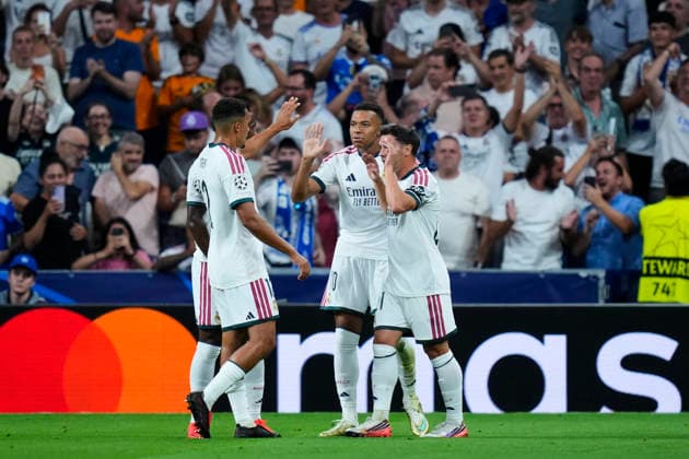 ESP: Real Madrid - Inter Milan. UEFA Champions League. Matchday 1 Kylian Mbappe of Real Madrid CF celebrates after scoring the 1-0 during the UEFA Champions League match, matchday 1, between Real Madrid and FC Inter de Milan played at Santiago Bernabeu Stadium on 8 Sep, 2026 in Madrid, Spain. kpng Copyright: xCesarxCebollax xPRESSINPHOTOx PS_2627_UCL_RMA_INT_039