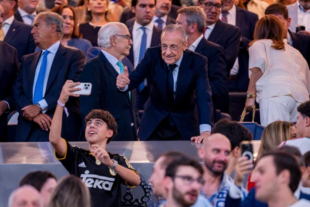 Real Madrid C.F. v FC Internazionale Milano - UEFA Champions League 2026 27 League Phase MD1 MADRID, SPAIN - SEPTEMBER 8: Florentino Perez, President of Real Madrid, is seen on the stands during the UEFA Champions League 2026 27 League Phase MD1 match between Real Madrid C.F. and FC Internazionale Milano at Estadio Santiago Bernabeu on September 8, 2026 in Madrid, Spain. Madrid Estadio Bernabeu Madrid Spain Copyright: xAlbertoxGardinx AGardin_20260908_Foot_Cha_Rea_Mad_Inter_0151