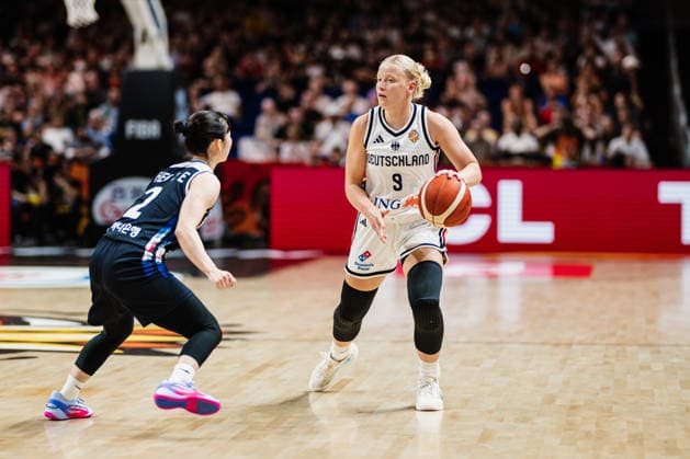 FIBA Women’s Basketball World Cup 2026: Germany vs. South Korea, September 8, 2026—Yeeun Heo (South Korea, 2) vs. Emma Eichmeyer (Germany, 9)—Basketball, FIBA Women’s Basketball World Cup 2026, Final Phase, Qualifier for the Quarterfinals: Germany vs. South Korea on September 8, 2026, at the Uber Arena, Berlin Copyright: xBEAUTIFULxSPORTS Tonhäuserx