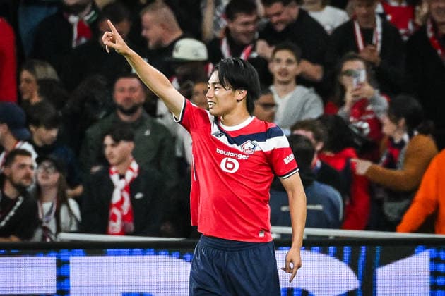 September 8, 2026, Villeneuve-D ascq, France, France: Ayase UEDA of Lille celebrates his goal during the UEFA Champions League, League Phase MD1 match between Lille OSC (LOSC) and Real Betis Balompie at Pierre Mauroy Stadium on October 23, 2025 in Villeneuve-d Ascq near Lille, France. Villeneuve-D ascq France - ZUMAm308 20260908_zsp_m308_008 Copyright: xMatthieuxMirvillex
