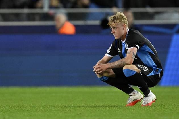 BRUGGE - Joaquin Seys of Club Brugge is disappointed during the Champions League match between Club Brugge and Aston Villa FC at the Jan Breydel Stadium on September 8, 2026, in Bruges, Belgium. ANP UEFA, Champions League 2026 27 xVIxANPxSportx xGerritxvanxKeulenxIVx 567676645 originalFilename: 567676645.jpg