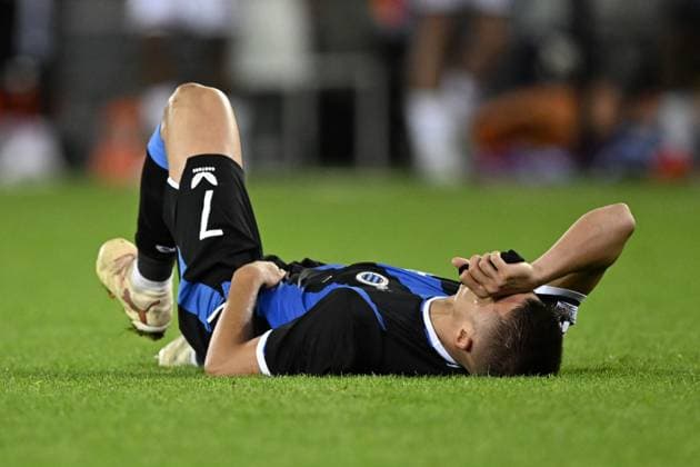BRUGGE - Nicolo Tresoldi of Club Brugge is disappointed during the Champions League match between Club Brugge and Aston Villa FC at the Jan Breydel Stadium on September 8, 2026, in Bruges, Belgium. ANP UEFA, Champions League 2026 27 xVIxANPxSportx xGerritxvanxKeulenxIVx 567676660 originalFilename: 567676660.jpg