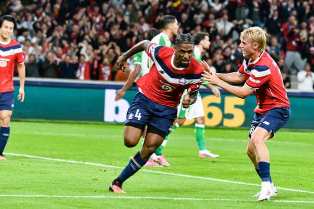 FOOTBALL : Lille OSC vs Real Betis Balompie - Ligue des Champions - Phase de Ligue - JournÃ e 1 - 08 09 2026 Joie des joueurs du LOSC aprÃ s le but de Alexsandro (Lille OSC) Villeneuve d AsqcFrance  Copyright: xBaptistexAutissierx
