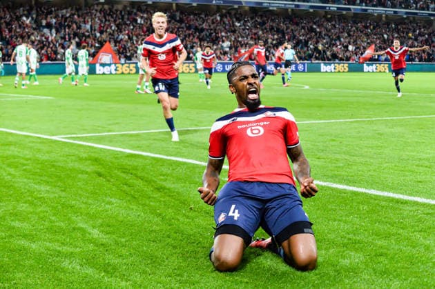 FOOTBALL : Lille OSC vs Real Betis Balompie - Ligue des Champions - Phase de Ligue - JournÃ e 1 - 08 09 2026 Joie des joueurs du LOSC aprÃ s le but de Alexsandro (Lille OSC) Villeneuve d AsqcFrance  Copyright: xBaptistexAutissierx