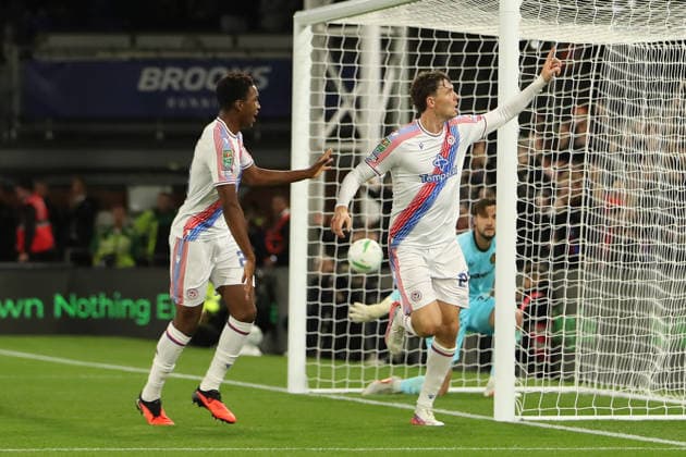 8th September 2026; Selhurst Park, Selhurst, London, England; Carabao Cup Football, Crystal Palace versus Middlesbrough; Jorgen Strand Larsen of Crystal Palace celebrates his goal in the 37th minute for 1-0 KatiexChan