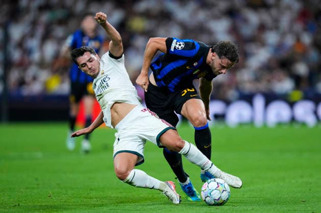 ESP: Real Madrid - Inter Milan. UEFA Champions League. Matchday 1 Brahim Diaz of Real Madrid CF and Carlos Augusto of FC Inter Milan during the UEFA Champions League match, matchday 1, between Real Madrid and FC Inter de Milan played at Santiago Bernabeu Stadium on 8 Sep, 2026 in Madrid, Spain. kpng Copyright: xCesarxCebollax xPRESSINPHOTOx PS_2627_UCL_RMA_INT_052