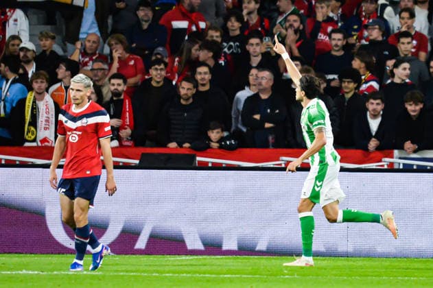 FOOTBALL : Lille OSC vs Real Betis Balompie - Ligue des Champions - Phase de Ligue - JournÃ e 1 - 08 09 2026 Joie des joueurs du Real Betis BalompiÃ apres le but de Marc Bartra (Real Betis BalompiÃ ) Villeneuve d AsqcFrance  Copyright: xBaptistexAutissierx