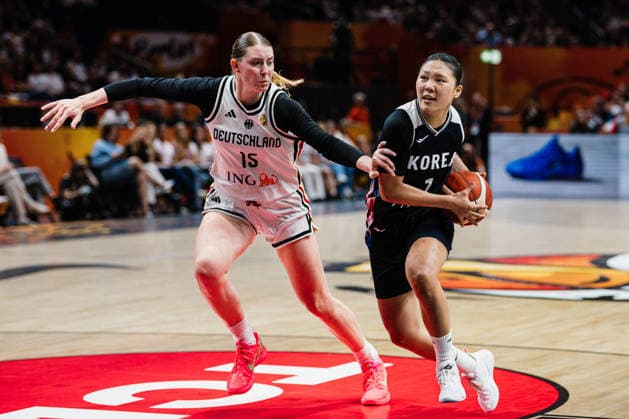 FIBA Women’s Basketball World Cup 2026: Germany vs. South Korea, September 8, 2026; Luisa Geiselsoder (Germany), 15; Isaem Choi (South Korea), 6; Basketball; FIBA Women’s Basketball World Cup 2026; Final Phase, Qualifier for the Quarterfinals: Germany vs. South Korea on September 8, 2026, at the Uber Arena, Berlin Copyright: xBEAUTIFULxSPORTS Tonhäuserx